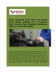Some Important Facts That You Should Know About Looking For A Company That Provides Best Roadside Assistance Plans In Kuwait.99313900.rtf